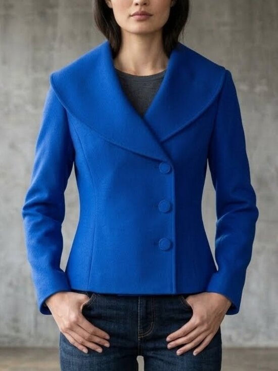 Tahari Arthur S Levine Jackets & Blazers - Tahari Arthur S. Levine Blue Shawl Collar Blazer Office Jacket Women's Petite 2P